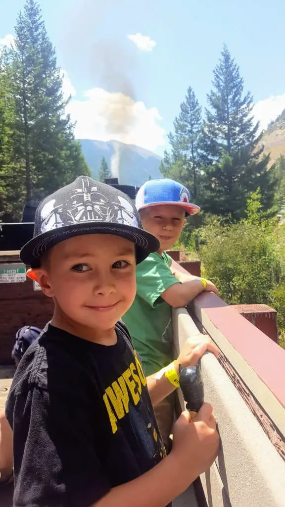 Boys on Georgetown Loop Train - Mine Tour In Colorado