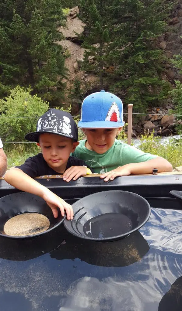 boys panning for gold at the Everett Mine in Georgetown