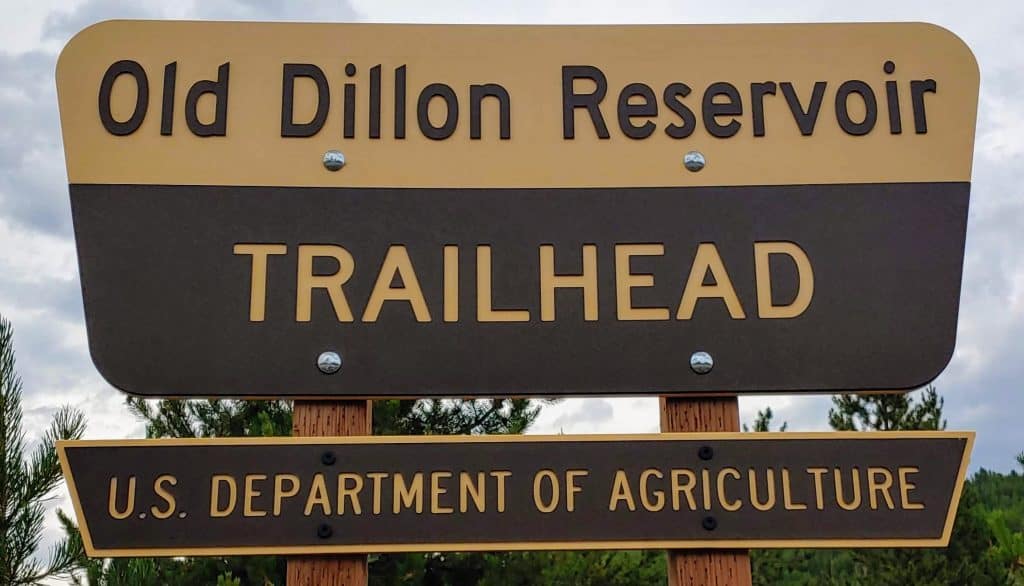 sign for Old Dillon Reservoir Trailhead