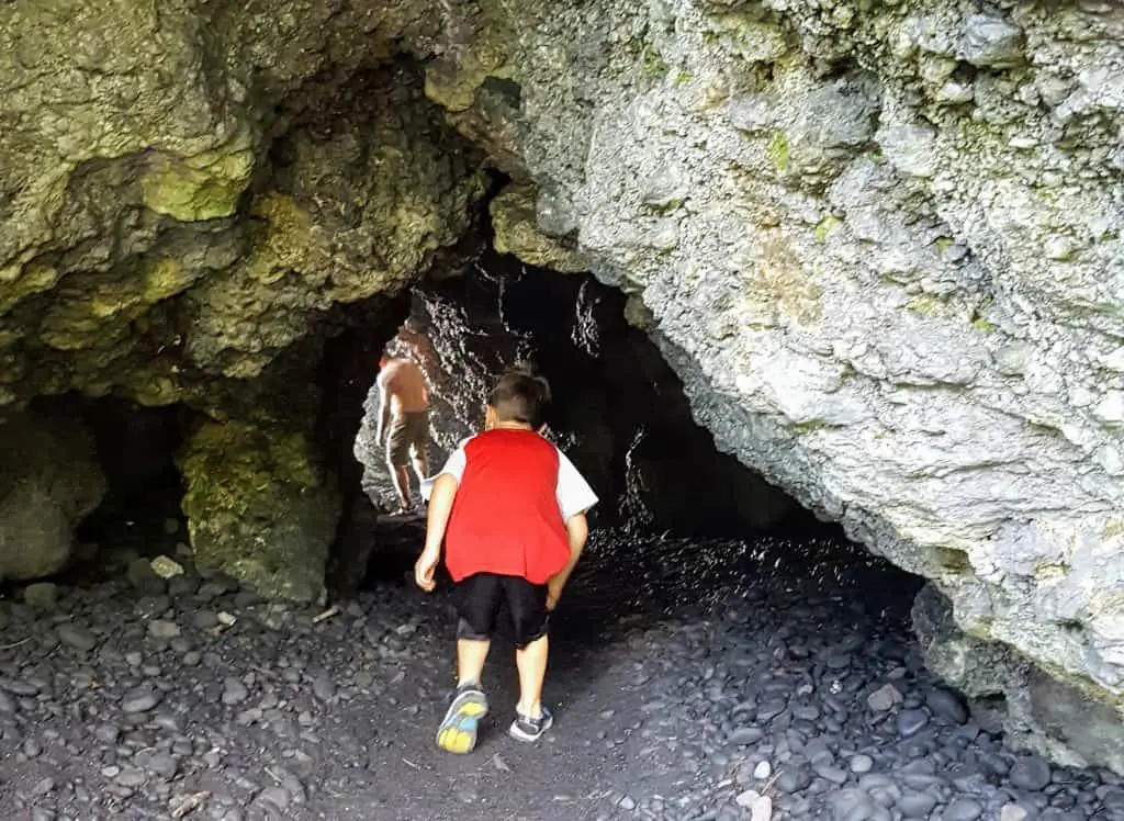 Cave on the black sand beach at Wai'anapanapa State Park