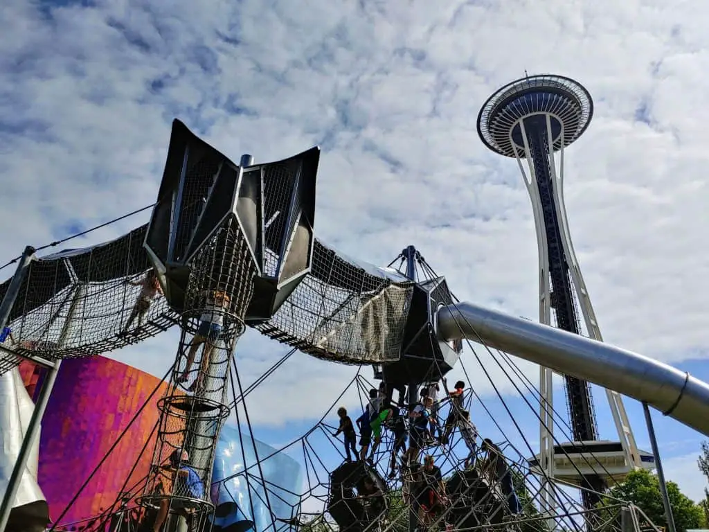 Artist at Play Playground in Seattle, Washington next to the space needle