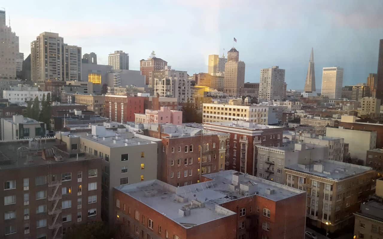 View out of the window of a room at the Marriott in Union Square San Francisco