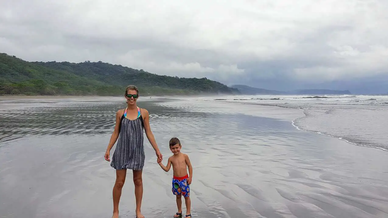 mom and son at the beach in Nicaragua