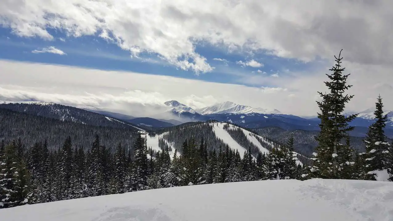 views of ski runs at the top of a ski resort in Colorado