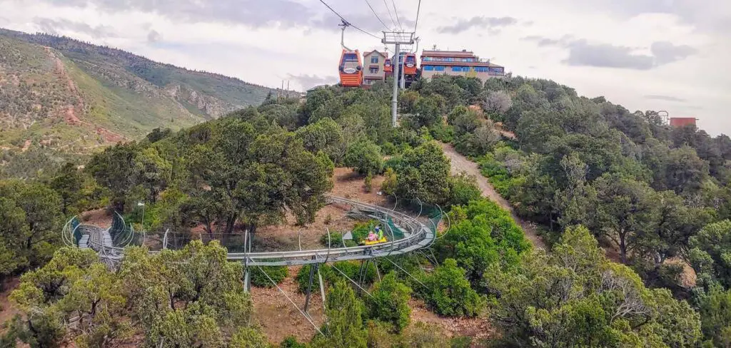 mountain coaster and gondola at Glenwood Adventure Park in Glenwood Springs Colorado in the summer