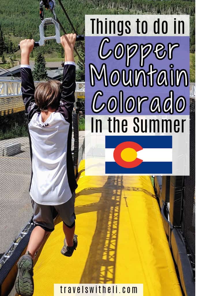 Boy Zip-lining in Copper Mountain Colorado In the Summer