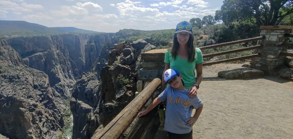 Mom and son at a viewpoint in Black Canyon of the Gunnison National park