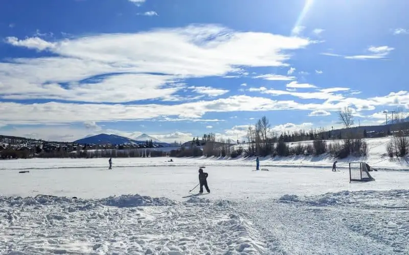 Kids Ice Skating on North Pond in Silverthorne - Ice Skating in Breckenridge