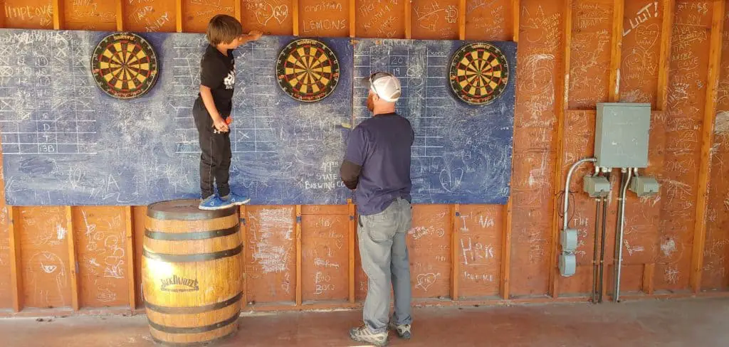 Dart board at the 49th state brewery in Healy, AK