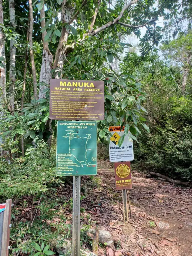 sign at Manuka Natural Area Reserve