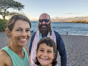 Family on the beach in Hawaii