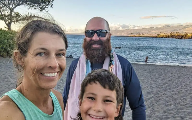Family on the beach in Hawaii