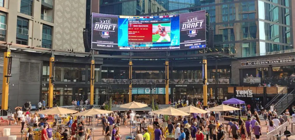 Big Screen tv at McGregor Square in Denver, Colorado