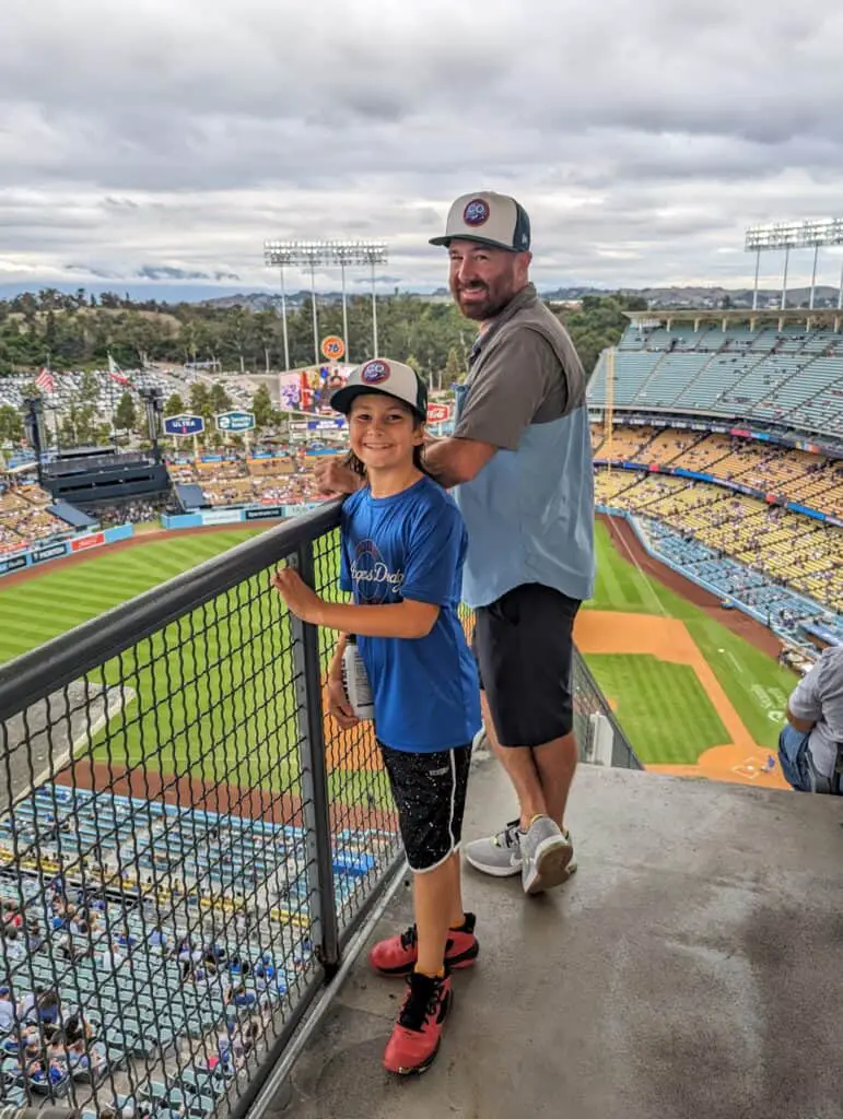 Father and son at a Dodgers Game