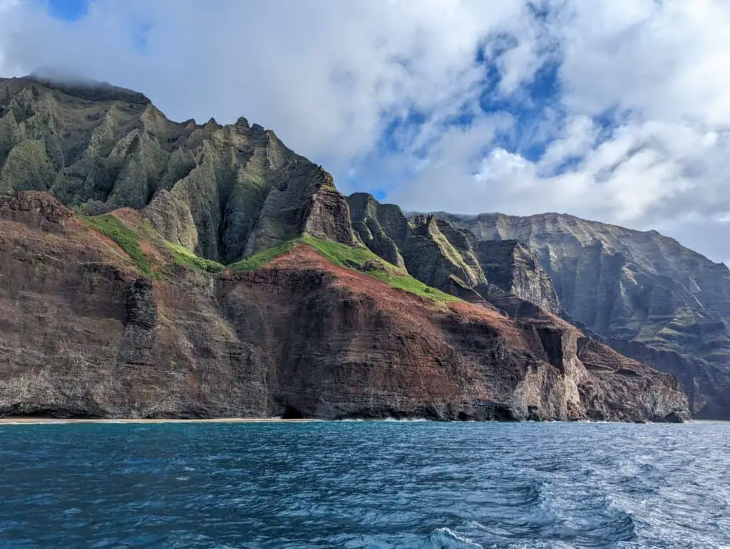 Napali Coast from a boat in Kauai Hawaii