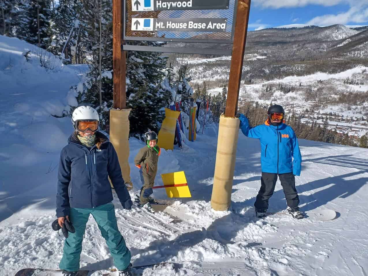 Family standing on the ski run at Keystone Resort